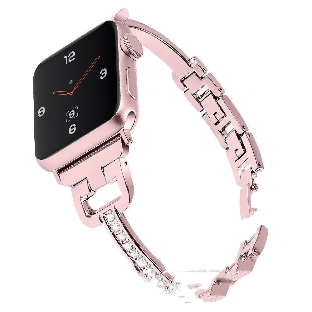 D-shaped metal diamond Apple watch strap in multiple colours for iWatch Smart Watch 12345