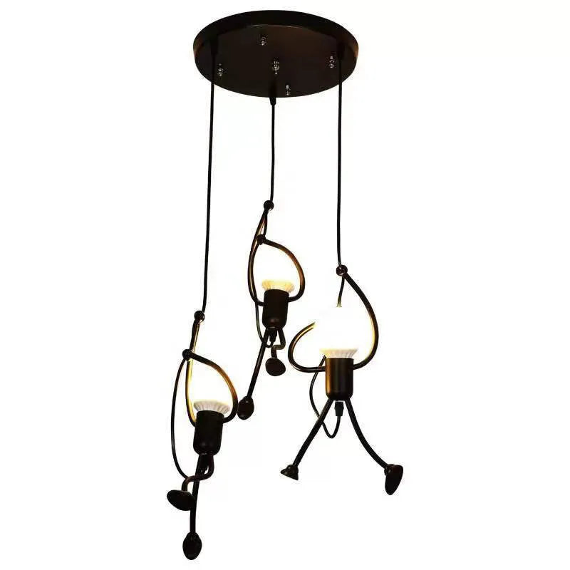 Simple villain LED chandelier with iron body and adjustable 1-metre height on a white background