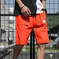 Men's casual loose tooling shorts in khaki, 97% cotton non-iron fabric, loose fit for summer work