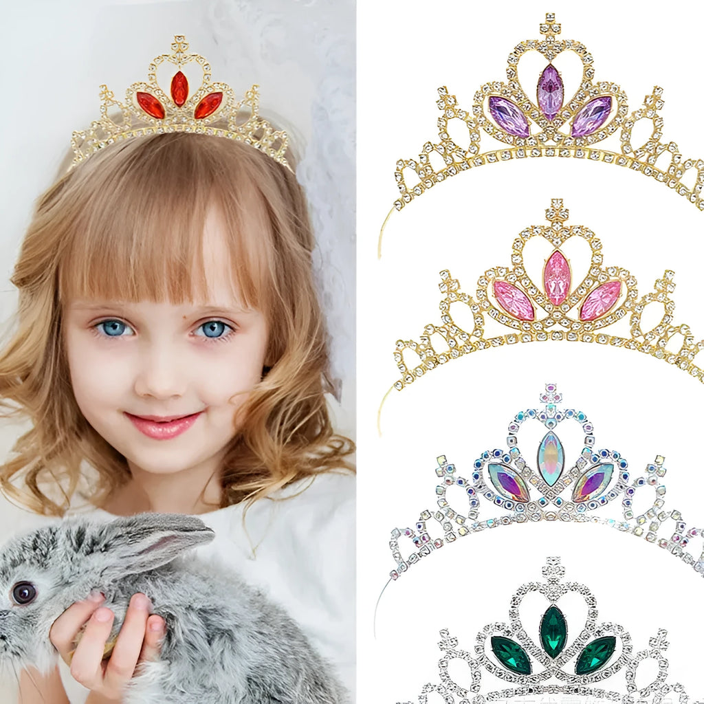 Girl's alloy princess crown with electroplated finish and crystal accents