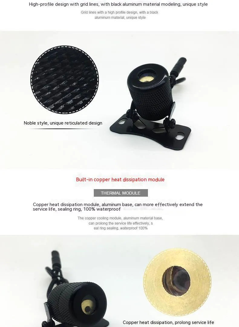 Aluminium vehicle laser fog lamp with adjustable mounting bracket and red laser projection