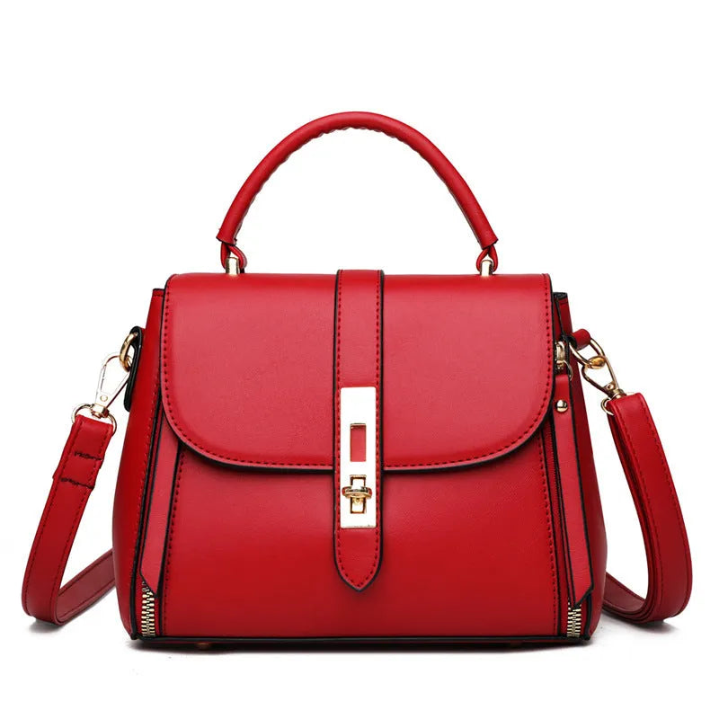 Soft PU leather women's messenger bag in a square vertical shape with an adjustable shoulder strap.