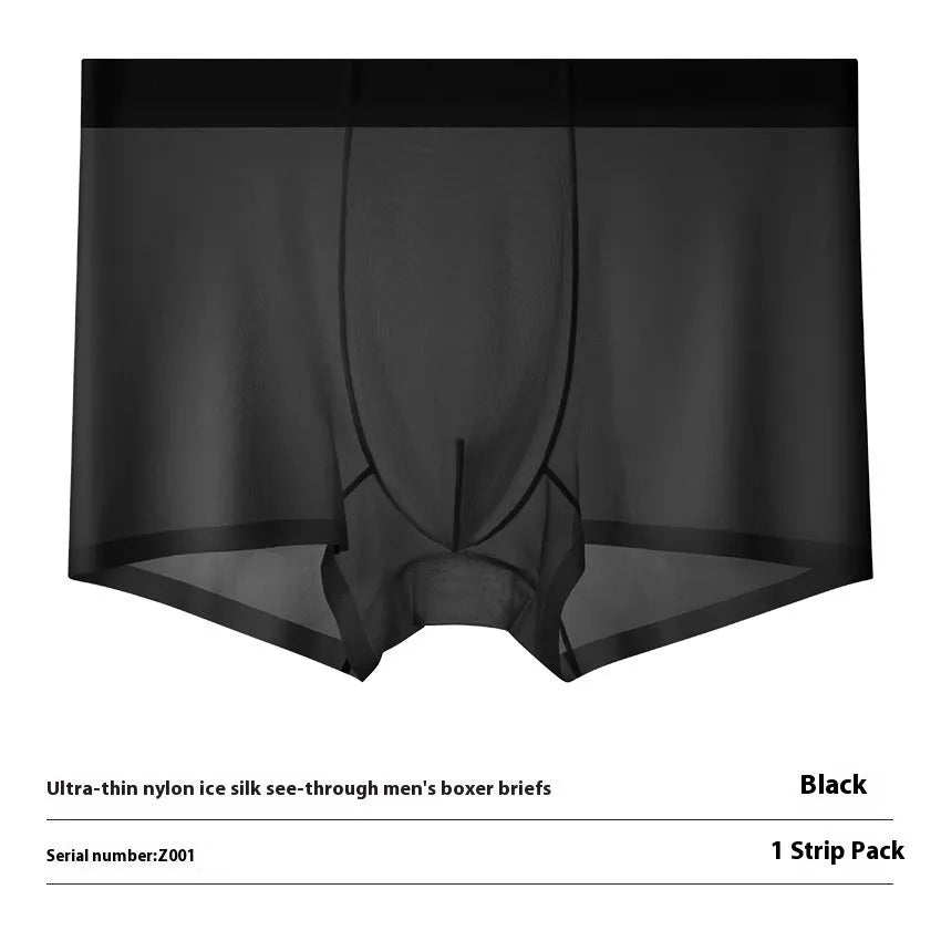 Ice Silk breathable boxer briefs in solid colours with seamless quick-drying design