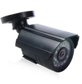 Black AHD HD waterproof surveillance camera with infrared LEDs for night vision.
