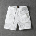 Men's cotton cargo shorts with multiple pockets in straight leg street style