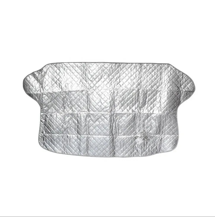 Aluminised film car front windshield snow cover with external anti-theft design in large size