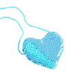 Sequined heart-shaped crossbody purse in gold with lanyard strap