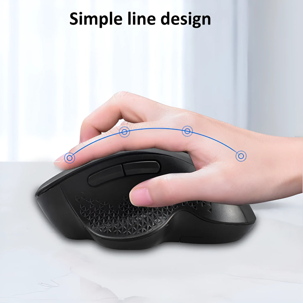 Black and grey self-charging wireless optical mouse for laptops with USB charging cable