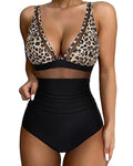 Women's high waist one-piece swimsuit in quick-drying polyester fabric