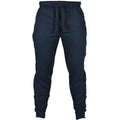 Men's solid colour cotton fleece casual pants with a drawstring waist and flat front in a loose, full-length fit.
