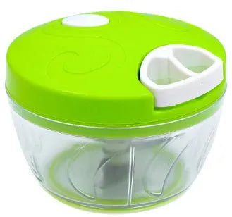 Green manual kitchen chopper with stainless steel blades and 500ml ABS plastic container