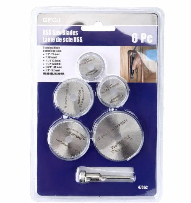 Circular saw blades set with mandrel for woodworking tools