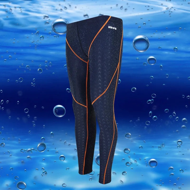 Men's nylon cropped swimming trunks in briefs style with colour line detailing