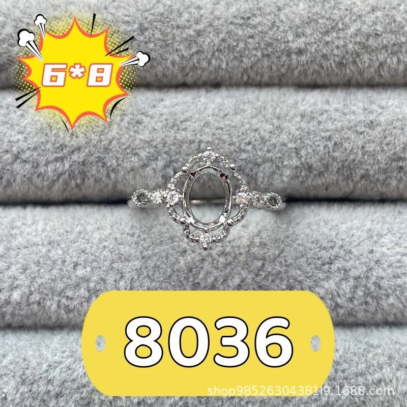 Open mouth copper ring with oval stone and five-pointed star decoration in Korean style