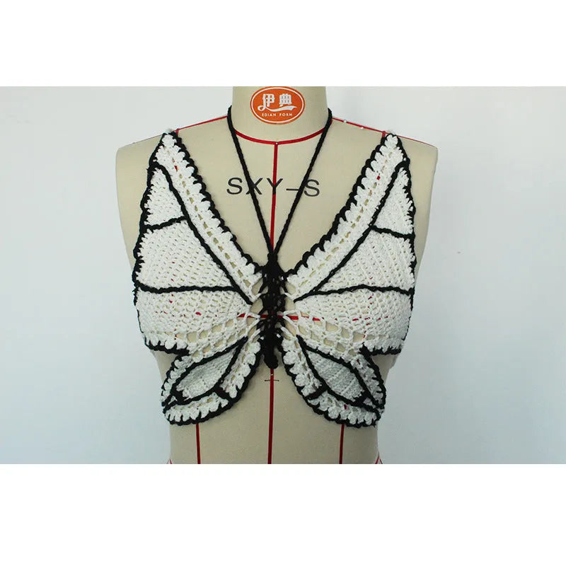 Women's black and white classic bikini swimsuit on a mannequin