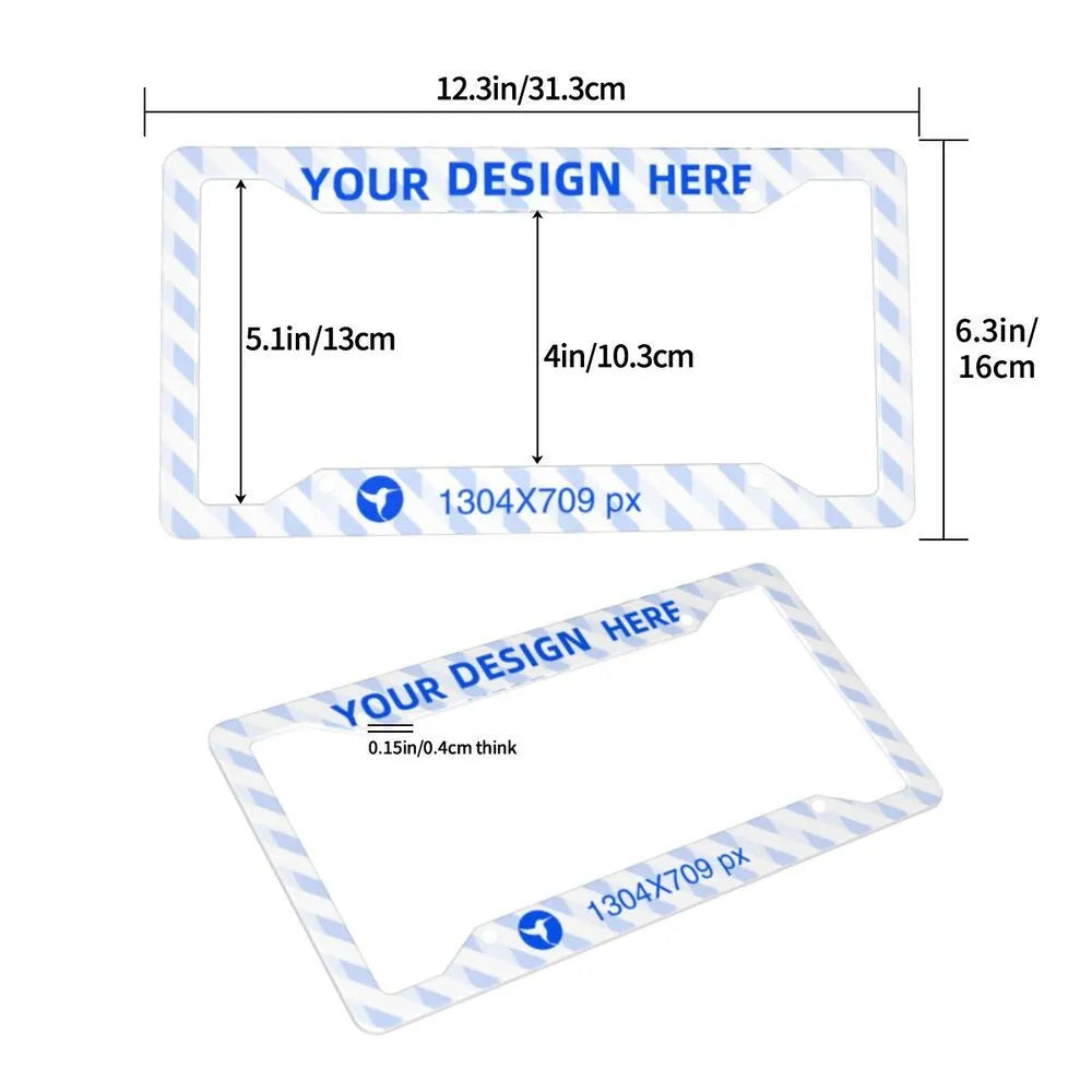 Pair of aluminium four-hole license plate holders with custom eagle pattern on black background