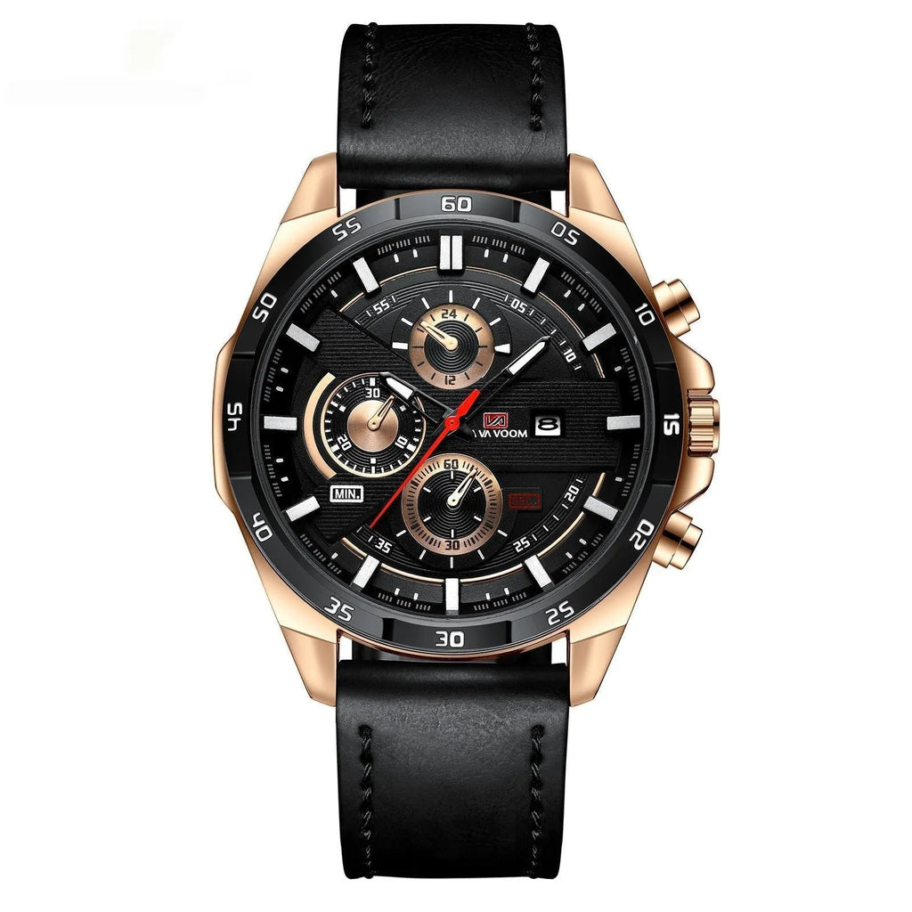 Men's business calendar quartz watch with waterproof design in multiple colour combinations