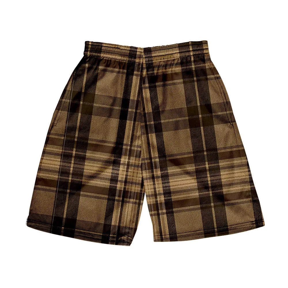 Men's plaid casual shorts with a straight-leg cut and elastic waistband in a selection of colours.