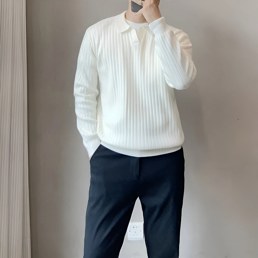Men's rabbit fur modal knitted pullover sweater in loose fit with long sleeves