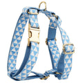 Blue triangular ring rope cloth dog collar, leash, bow, and vest set in multiple sizes XS to XL