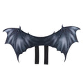 Black cloth bat wing costume for cats and dogs on Halloween, showing large, medium, and small size options.