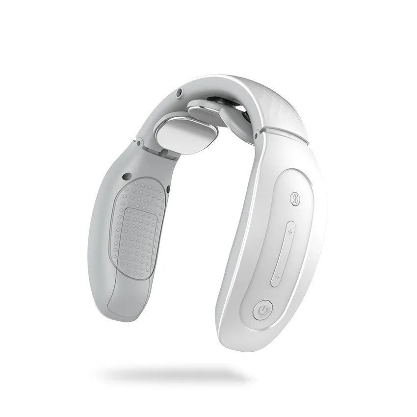 Intelligent cervical massager handheld device in red or white colour with three contact points