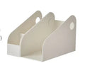 Milk Coffee coloured plastic desktop storage box with two internal grids for documents.