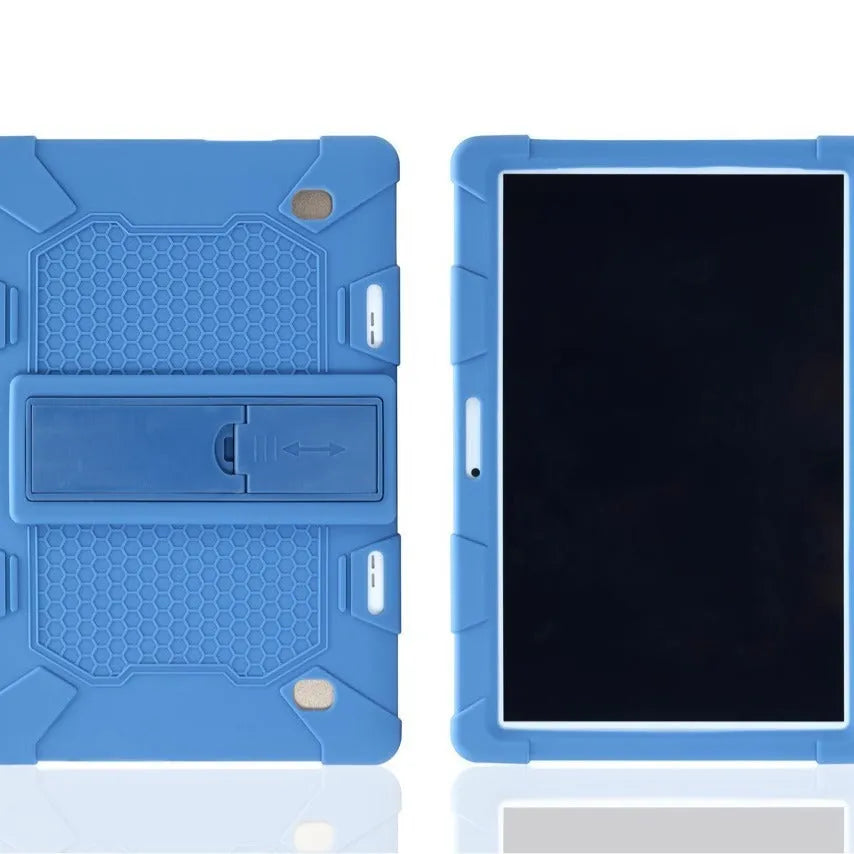 Little Overlord H10 Pro M20 silicone protective case for 10-inch tablet in multiple colour options showing stand function.