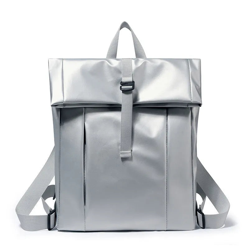 Large capacity men's backpack 20-35L solid colour blue with airpillow straps 30x11x42cm