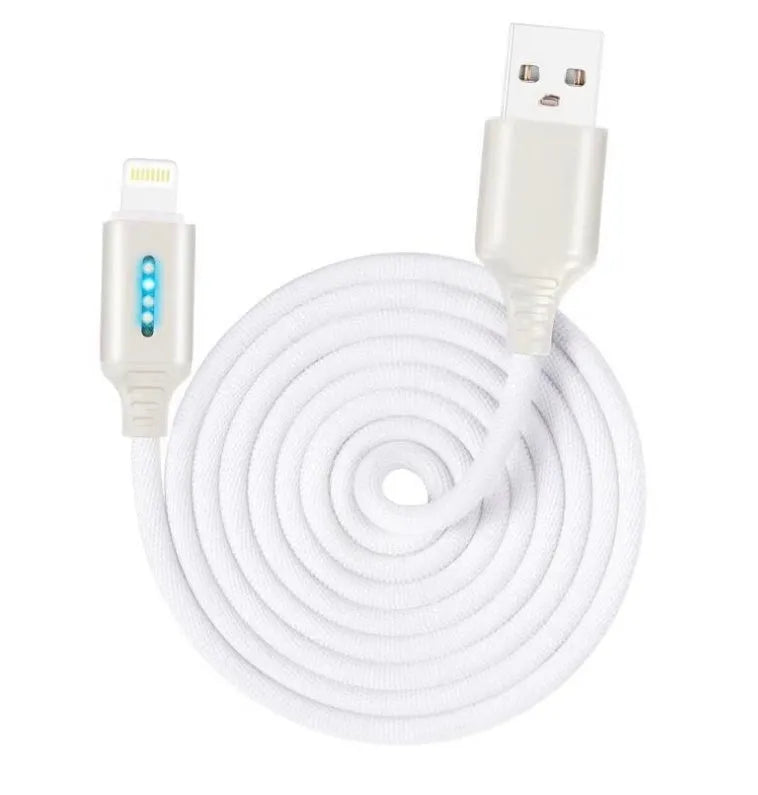 Fabric braided USB fast charging cable in black, shown with Android and Type-C connectors.