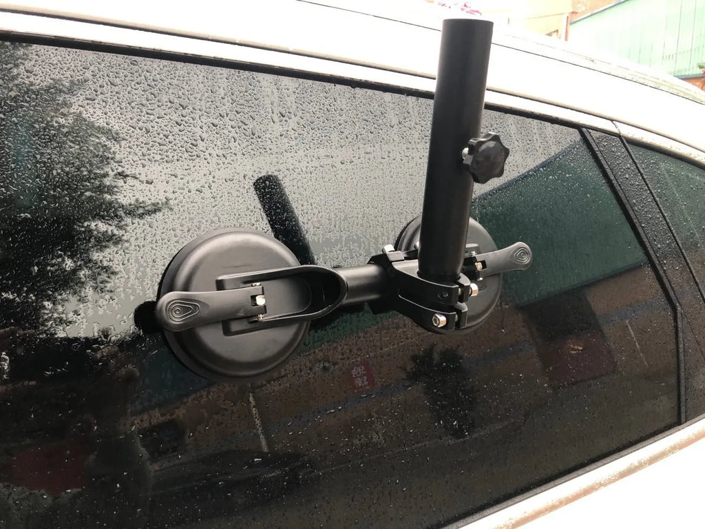 Black off-road car glass sucker base with rubber disc for flag mounting