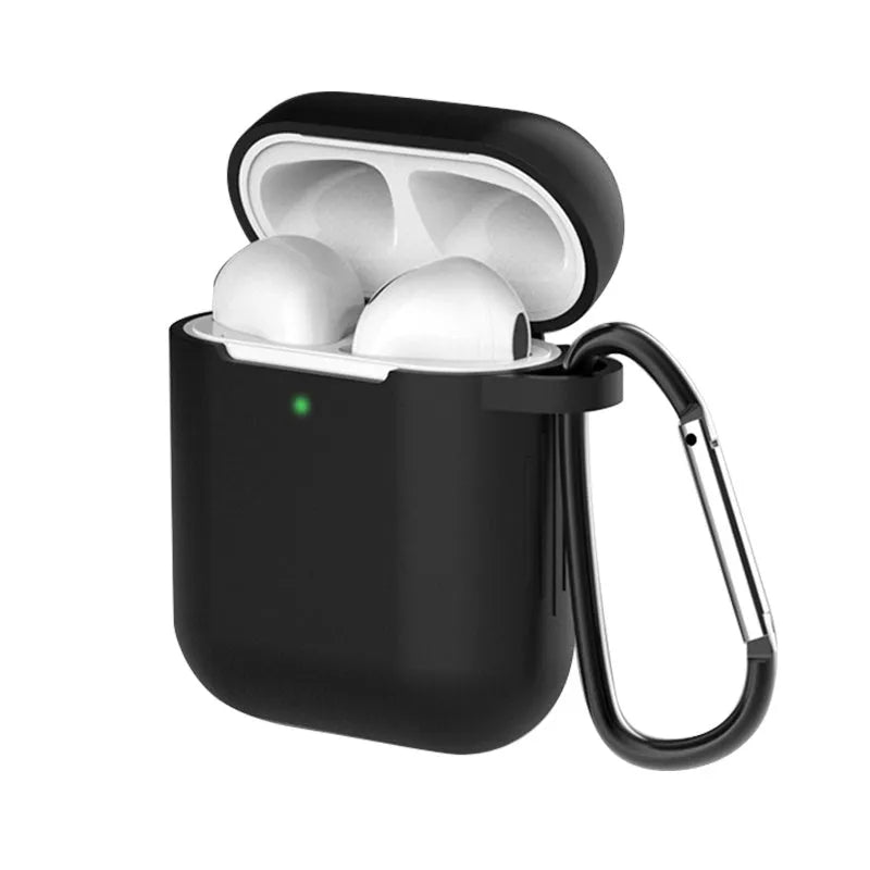 Liquid silicone clamshell cover for Apple AirPods first and second generation in multiple colours.