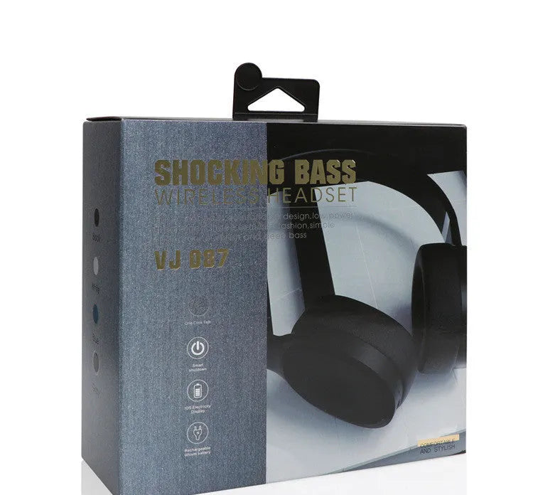 Wireless Bluetooth over-ear headset shown in black, blue, grey, or white colour options.