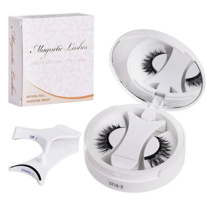 False eyelashes stored in integrated soap holder case with magnetic closure