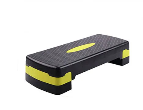 Grey Fit Step aerobics platform made of ABS plastic, dimensions 68cm long by 28cm wide by 15cm high.