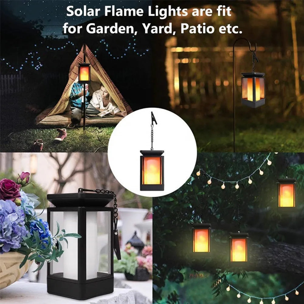 Antique flame design outdoor solar LED street lamp in black or grey