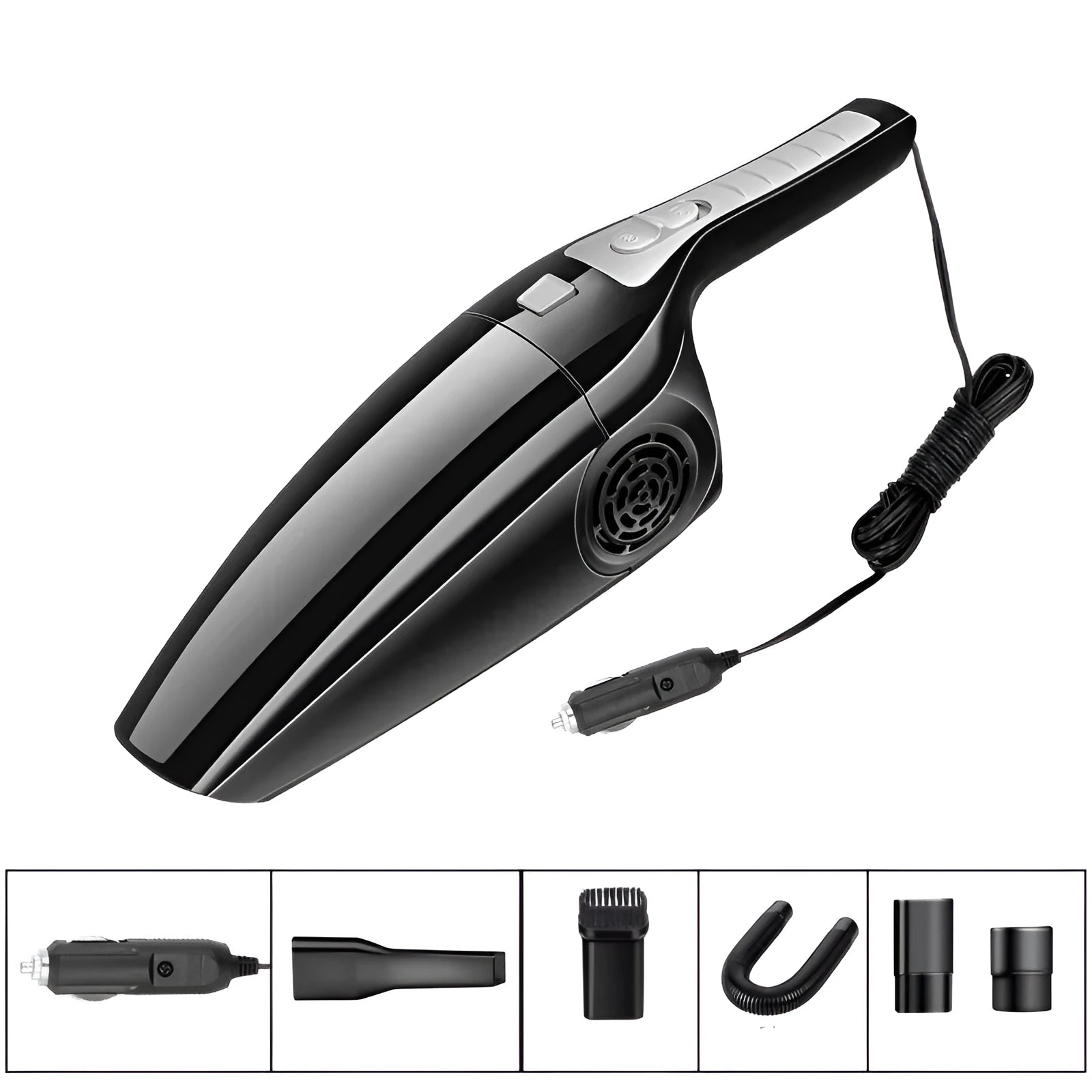 PoHigh Power Hypa car vacuum cleaner in black colour with cigarette lighter power cable