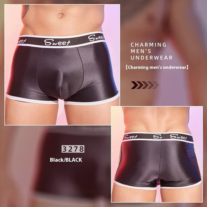 Men's silky nylon boxers in black, white and sapphire blue colours