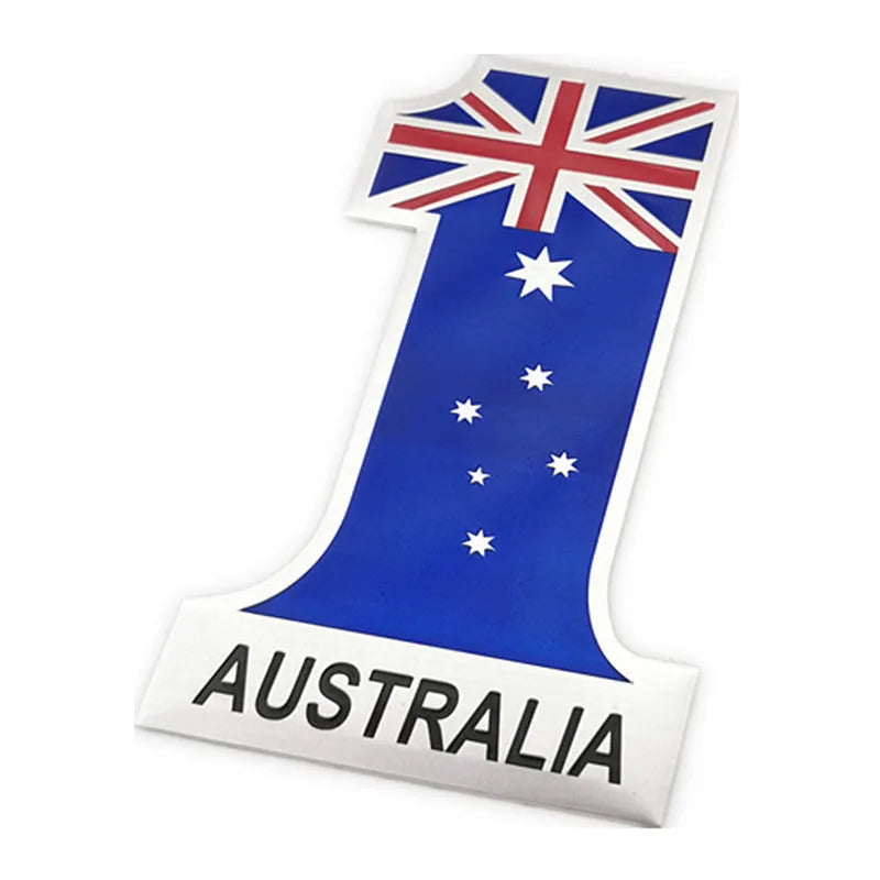 Metal car personality sticker in aluminium alloy with 3D stereo flag design, 12cm x 8cm, showing Russia flag option on car body