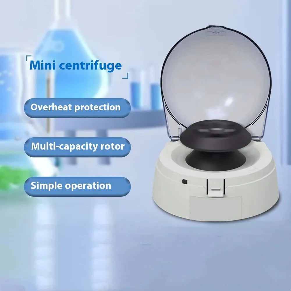 Mini laboratory centrifuge unit with compact design for bench-top use
