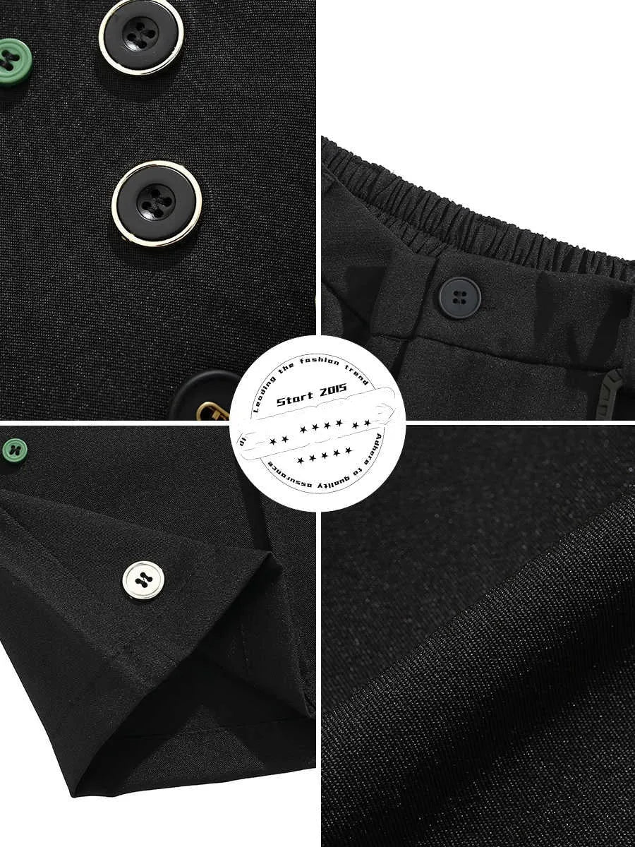 Black loose-fit semi-elastic shorts with button and zipper closure on a mid-rise waist