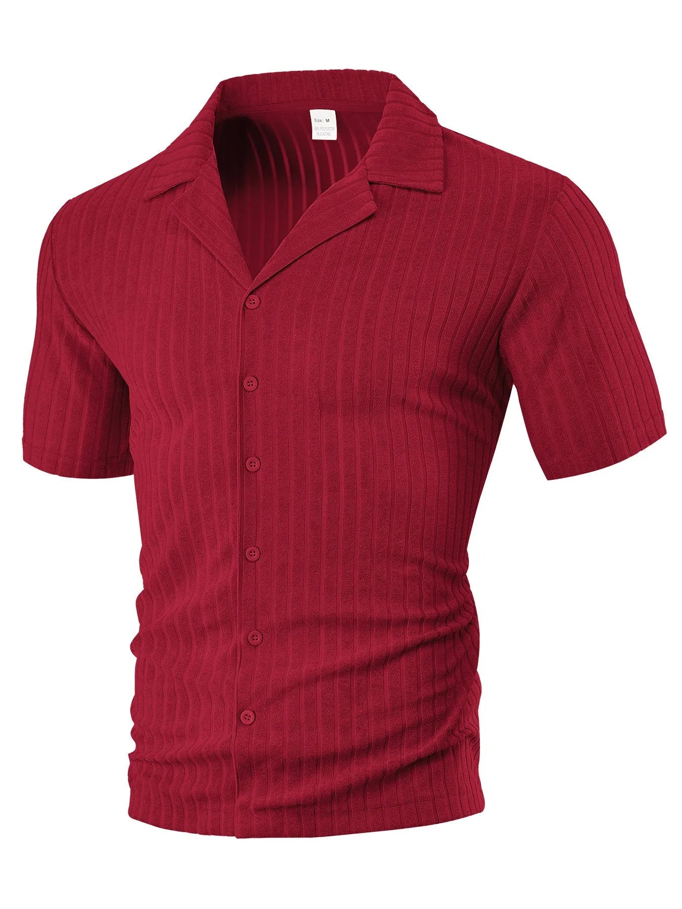Men's loose casual cardigan short sleeve lapel top in polyester fabric 30 count available in six colours