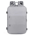 Large-capacity travel backpack in purple, grey, black, or pink with organised compartments and waterproof Oxford fabric