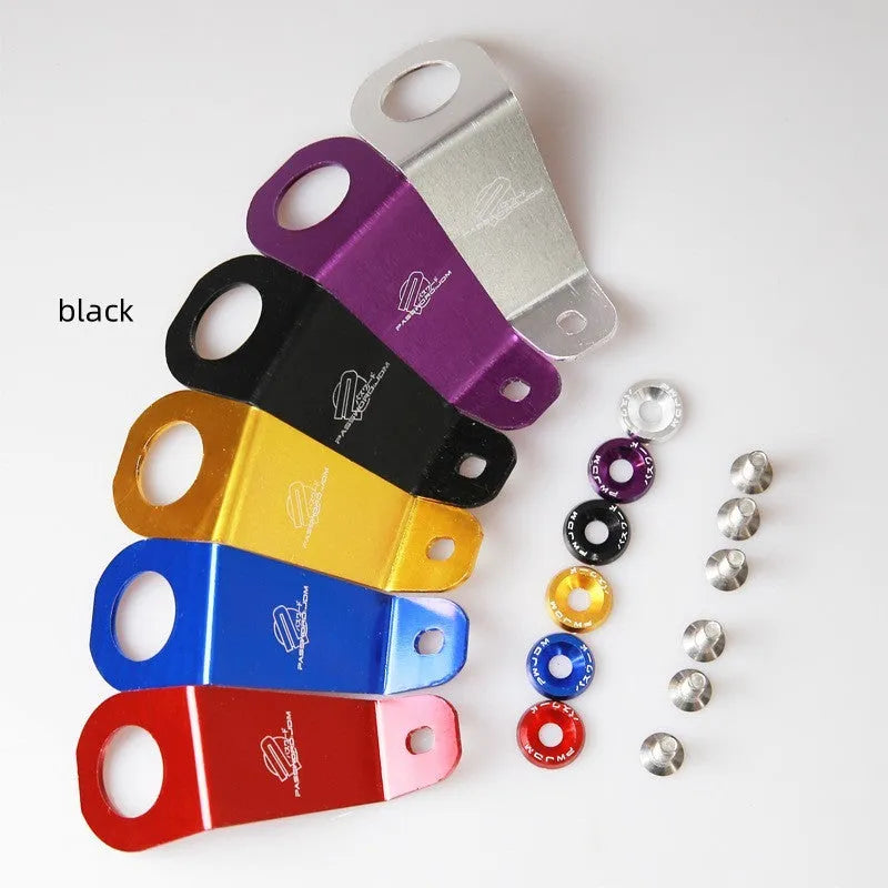 Aluminium alloy radiator bracket for Honda Civic EG in anodised finish, showing colour options.