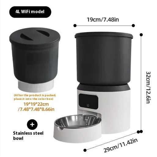 4L smart pet feeder with remote control and camera monitoring options