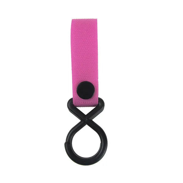Nylon Velcro luggage hook in multiple colours on white background with OPP packaging