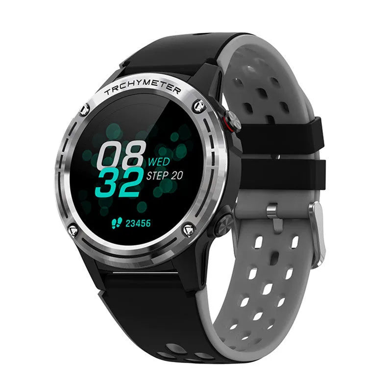 Smart watch with 1.3-inch screen and silicone wrist strap showing fitness tracking interface