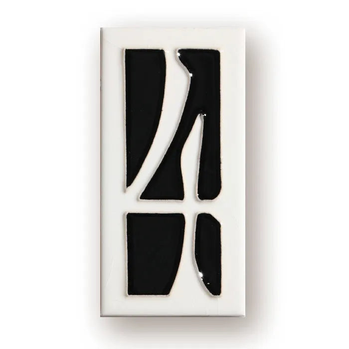 Handmade retro enamel ceramic doorplate showing a number, dimensions 76mm by 152mm