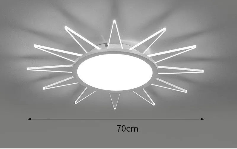 Circular aluminium LED ceiling lamp with remote control dimming in modern design