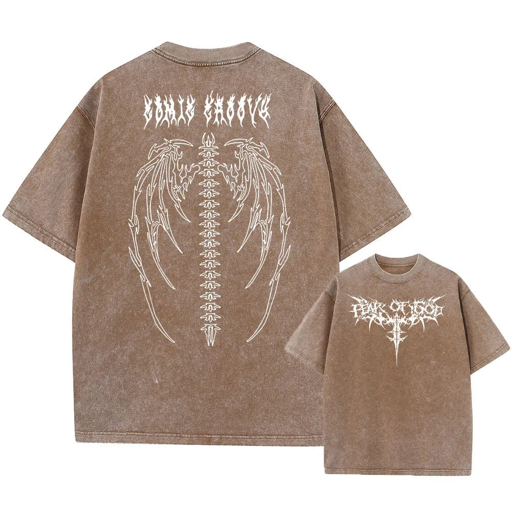 Men's oversized loose fit cotton t-shirt with drop shoulder short sleeves.